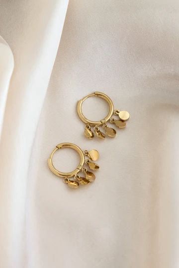Golden Charm Hoop Earrings