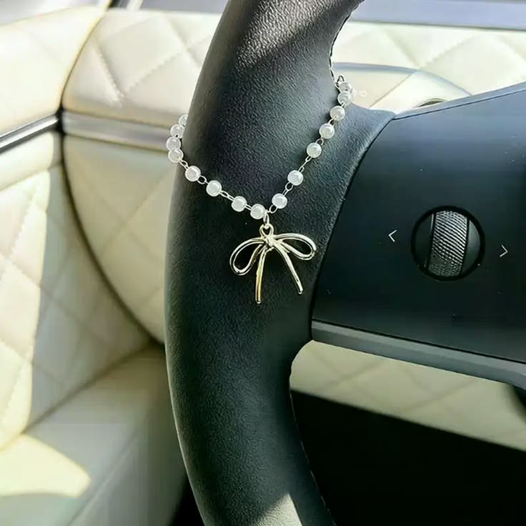 Pearl Ribbon Steering Wheel Charm
