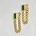 Emerald Chain Drop Earrings