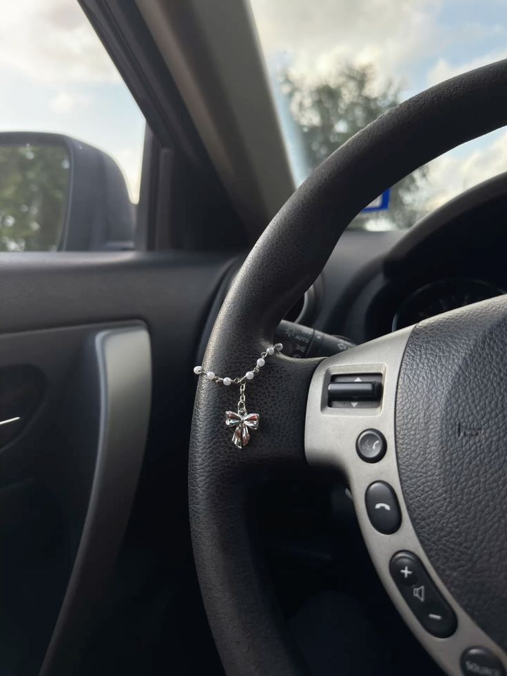 Silver Bow Steering Wheel Charm