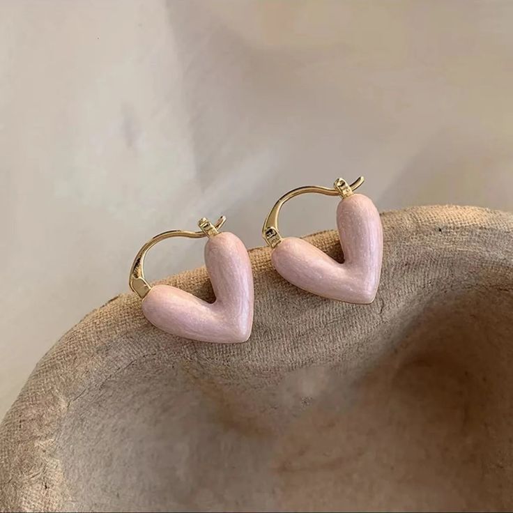 Blush Heart Hoop Earrings