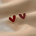 Crimson Heart Stud Earrings