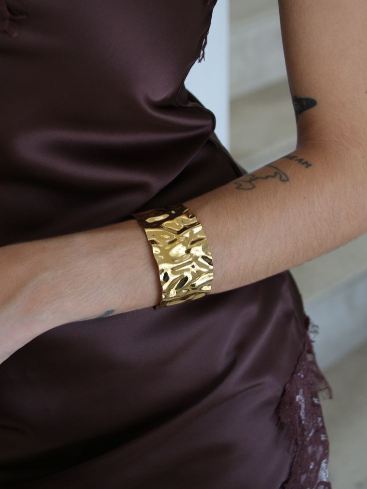 Hammered Gold Cuff Bracelet