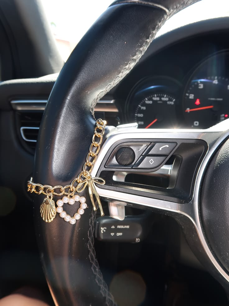 Pearl Heart & Shell Steering Wheel Charm