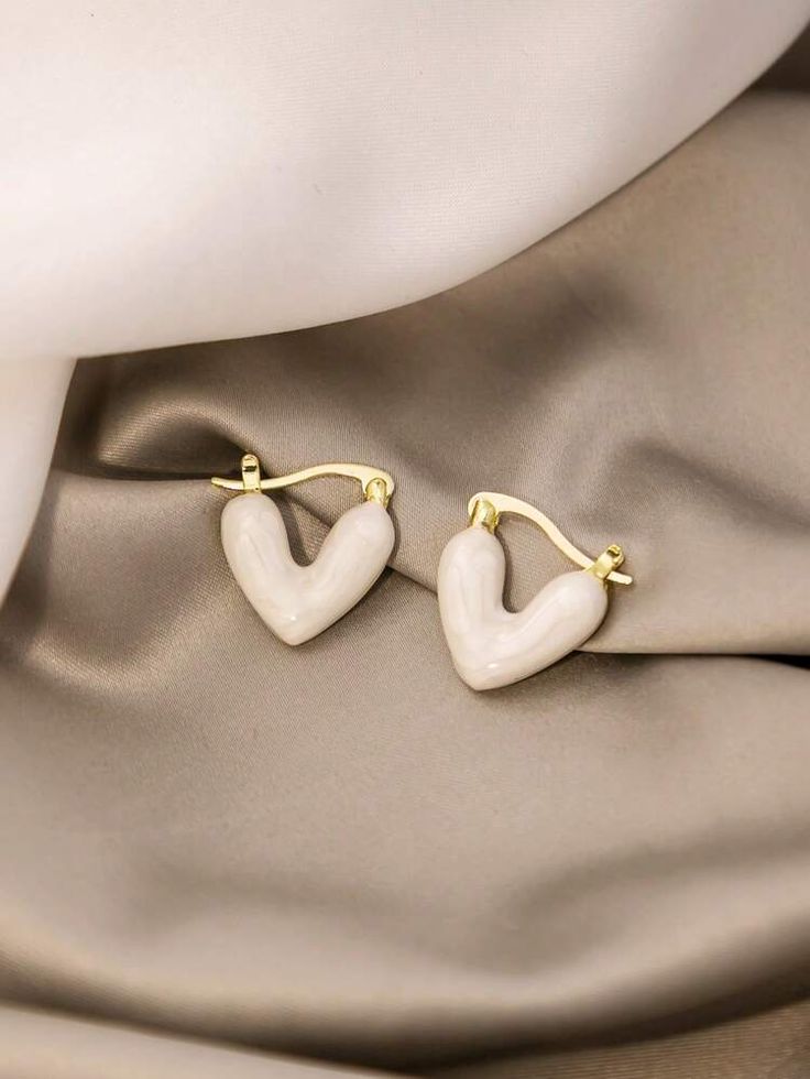 Ivory Heart Hoop Earrings