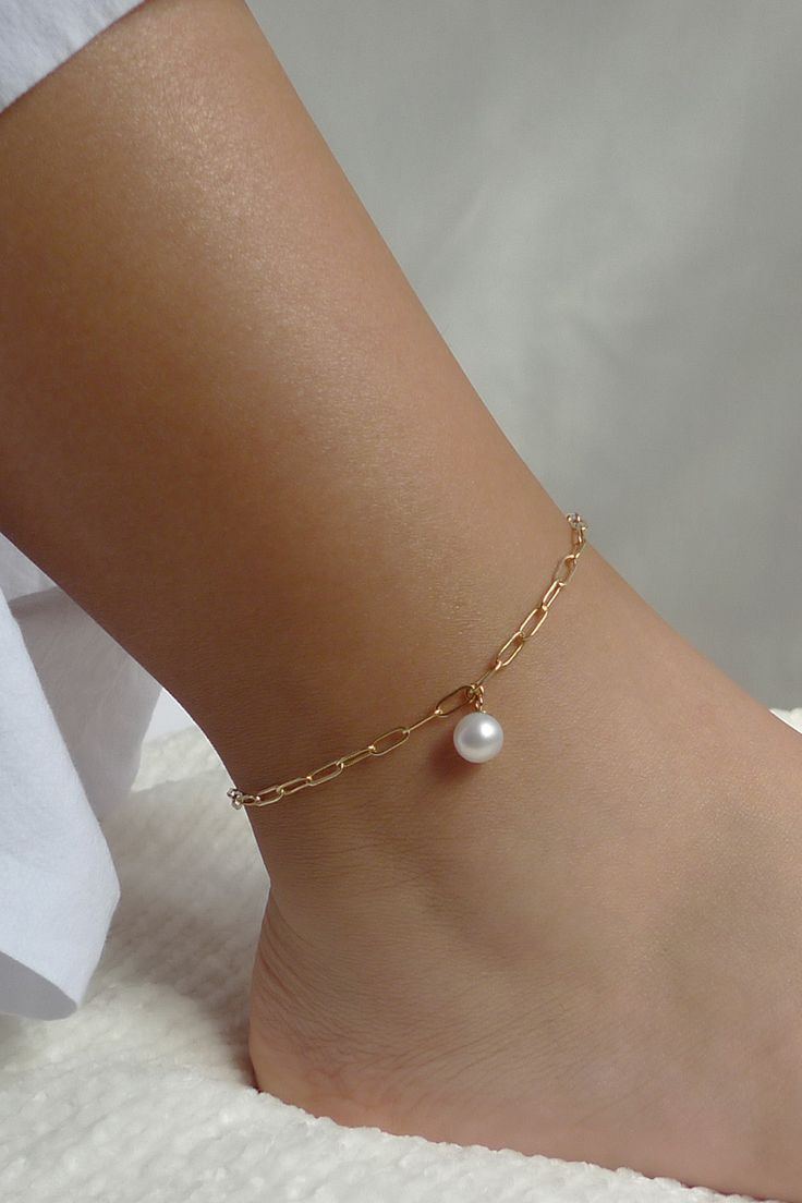 One Pearl Drop Anklet