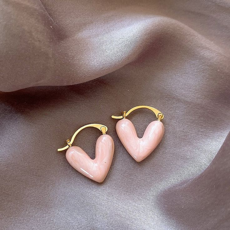 Blush Heart Hoop Earrings