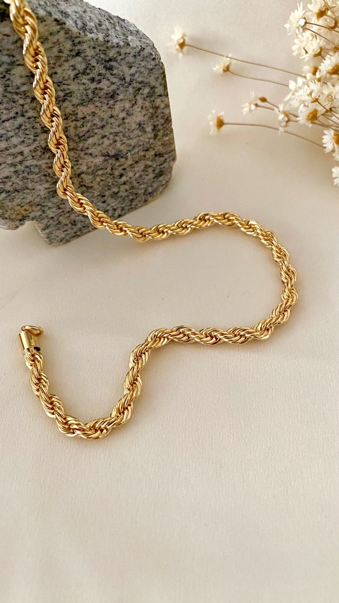 18k Anti tranish Twisted Rope Bracelet