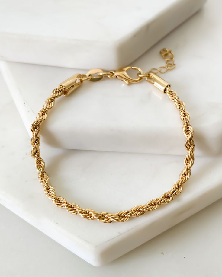 18k Anti tranish Twisted Rope Bracelet